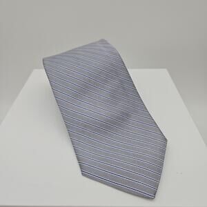 New Brooks Brothers Silk Tie Silver Blue Stripe Made In USA
